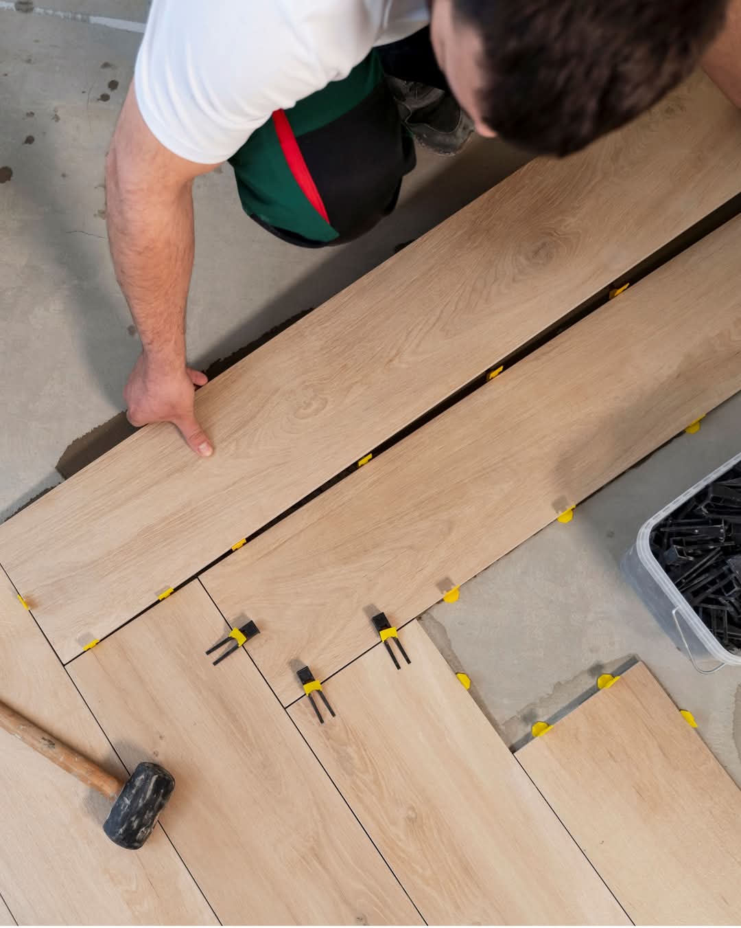 New parquet floor installation